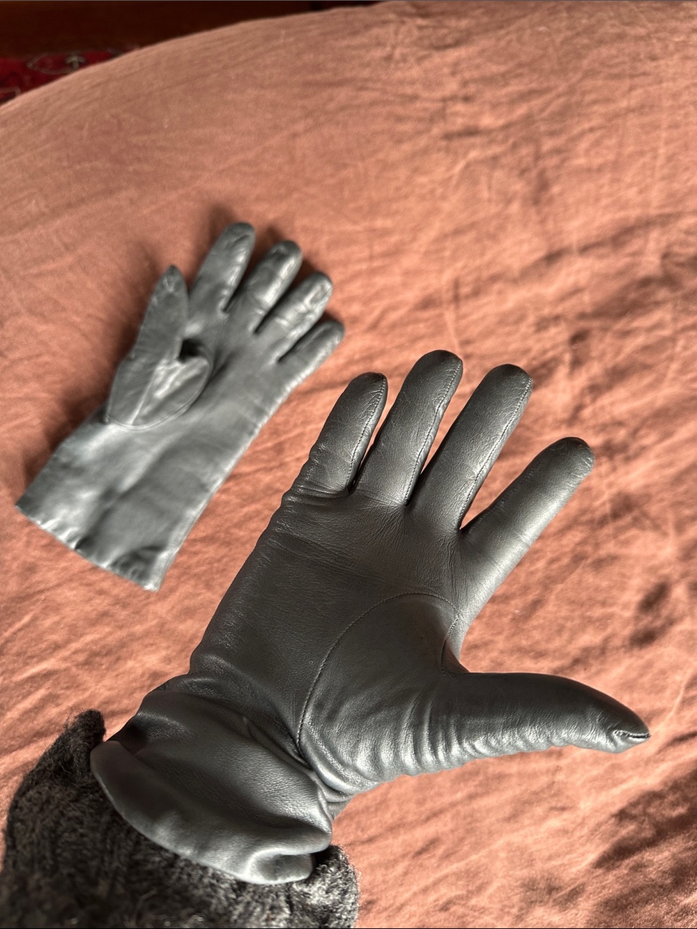 Portolano Grey Leather Women's Gloves, cashmere lining. Fantastic luxury quality - Picture 5 of 9